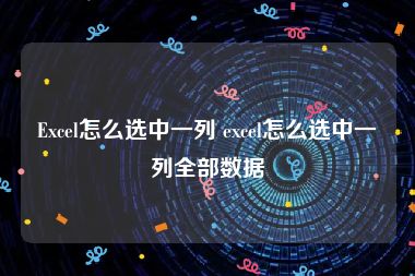 Excel怎么选中一列 excel怎么选中一列全部数据