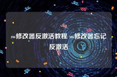 sw修改器反激活教程 sw修改器忘记反激活