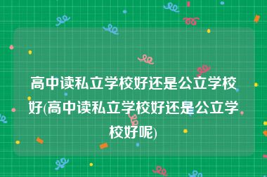 高中读私立学校好还是公立学校好(高中读私立学校好还是公立学校好呢)