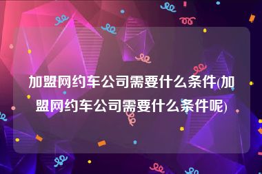 加盟网约车公司需要什么条件(加盟网约车公司需要什么条件呢)