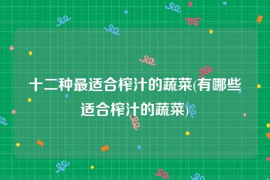 十二种最适合榨汁的蔬菜(有哪些适合榨汁的蔬菜)