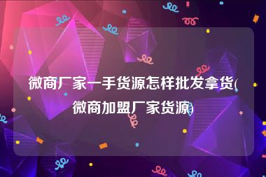 微商厂家一手货源怎样批发拿货(微商加盟厂家货源)