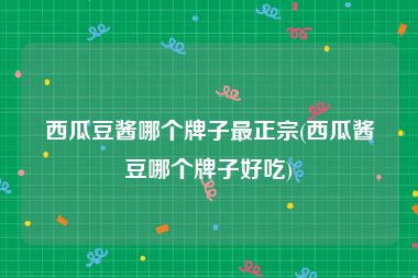 西瓜豆酱哪个牌子最正宗(西瓜酱豆哪个牌子好吃)