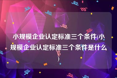 小规模企业认定标准三个条件(小规模企业认定标准三个条件是什么)