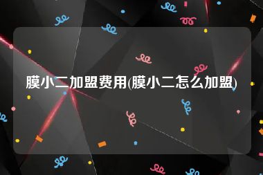 膜小二加盟费用(膜小二怎么加盟)