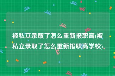 被私立录取了怎么重新报职高(被私立录取了怎么重新报职高学校)