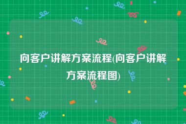 向客户讲解方案流程(向客户讲解方案流程图)