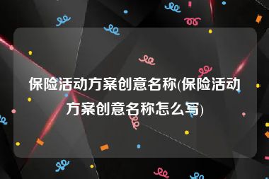 保险活动方案创意名称(保险活动方案创意名称怎么写)