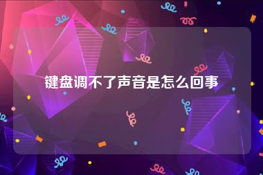 键盘调不了声音是怎么回事