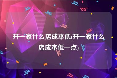 开一家什么店成本低(开一家什么店成本低一点)