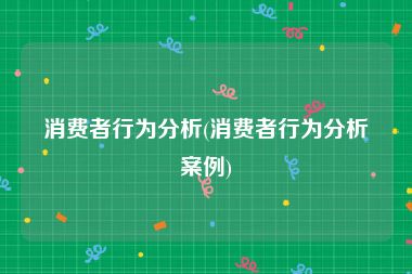 消费者行为分析(消费者行为分析案例)