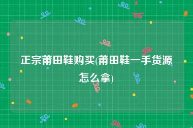 正宗莆田鞋购买(莆田鞋一手货源怎么拿)