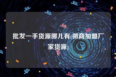 批发一手货源哪儿有(微商加盟厂家货源)