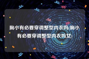 胸小有必要穿调整型内衣吗(胸小有必要穿调整型内衣吗女)
