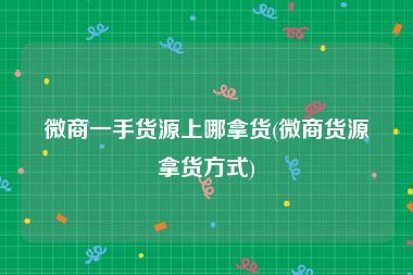 微商一手货源上哪拿货(微商货源拿货方式)