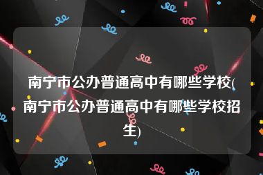 南宁市公办普通高中有哪些学校(南宁市公办普通高中有哪些学校招生)