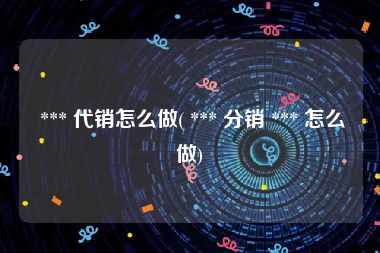  *** 代销怎么做( *** 分销 *** 怎么做)