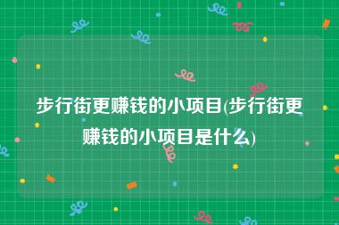 步行街更赚钱的小项目(步行街更赚钱的小项目是什么)