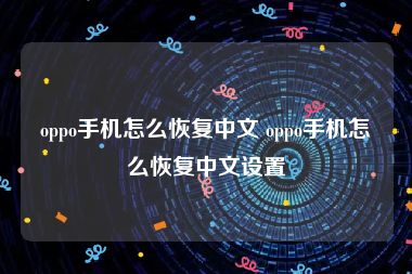 oppo手机怎么恢复中文 oppo手机怎么恢复中文设置