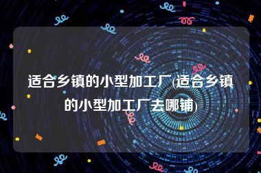 适合乡镇的小型加工厂(适合乡镇的小型加工厂去哪铺)