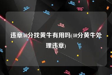 违章40分找黄牛有用吗(40分黄牛处理违章)