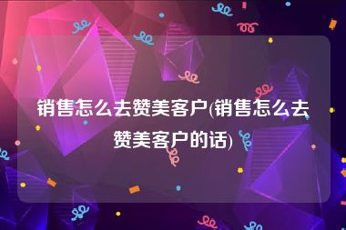 销售怎么去赞美客户(销售怎么去赞美客户的话)