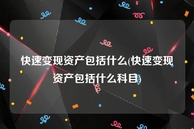 快速变现资产包括什么(快速变现资产包括什么科目)