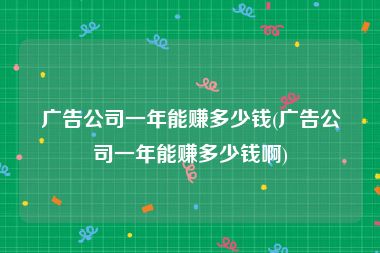 广告公司一年能赚多少钱(广告公司一年能赚多少钱啊)