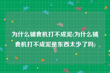 为什么辅食机打不成泥(为什么辅食机打不成泥是东西太少了吗)