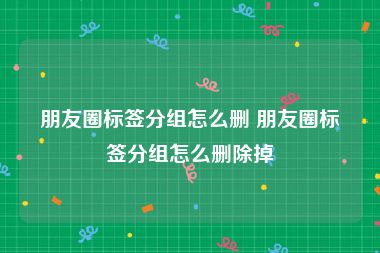 朋友圈标签分组怎么删 朋友圈标签分组怎么删除掉