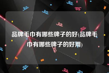 品牌毛巾有哪些牌子的好(品牌毛巾有哪些牌子的好用)
