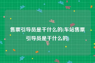 售票引导员是干什么的(车站售票引导员是干什么的)
