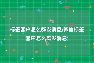 标签客户怎么群发消息(微信标签客户怎么群发消息)