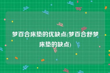 梦百合床垫的优缺点(梦百合舒梦床垫的缺点)