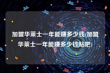 加盟华莱士一年能赚多少钱(加盟华莱士一年能赚多少钱贴吧)