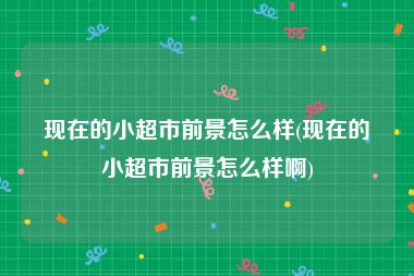 现在的小超市前景怎么样(现在的小超市前景怎么样啊)