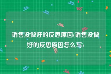 销售没做好的反思原因(销售没做好的反思原因怎么写)