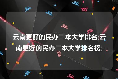 云南更好的民办二本大学排名(云南更好的民办二本大学排名榜)
