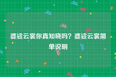 婆娑云裳你真知晓吗？婆娑云裳简单说明