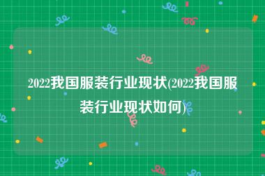 2022我国服装行业现状(2022我国服装行业现状如何)