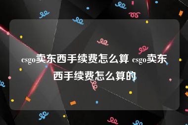 csgo卖东西手续费怎么算 csgo卖东西手续费怎么算的