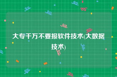 大专千万不要报软件技术(大数据技术)