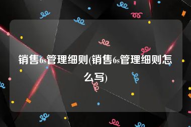 销售6s管理细则(销售6s管理细则怎么写)
