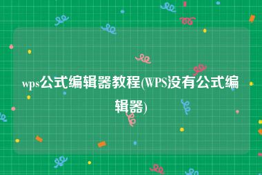 wps公式编辑器教程(WPS没有公式编辑器)
