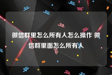 微信群里怎么所有人怎么操作 微信群里面怎么所有人