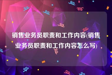 销售业务员职责和工作内容(销售业务员职责和工作内容怎么写)