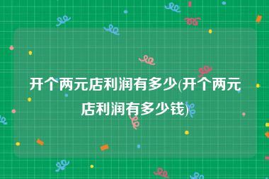 开个两元店利润有多少(开个两元店利润有多少钱)