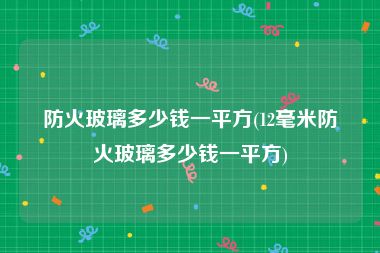 防火玻璃多少钱一平方(12毫米防火玻璃多少钱一平方)