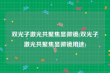 双光子激光共聚焦显微镜(双光子激光共聚焦显微镜用途)