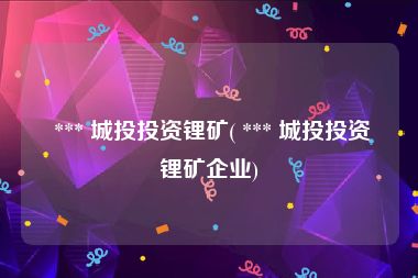  *** 城投投资锂矿( *** 城投投资锂矿企业)